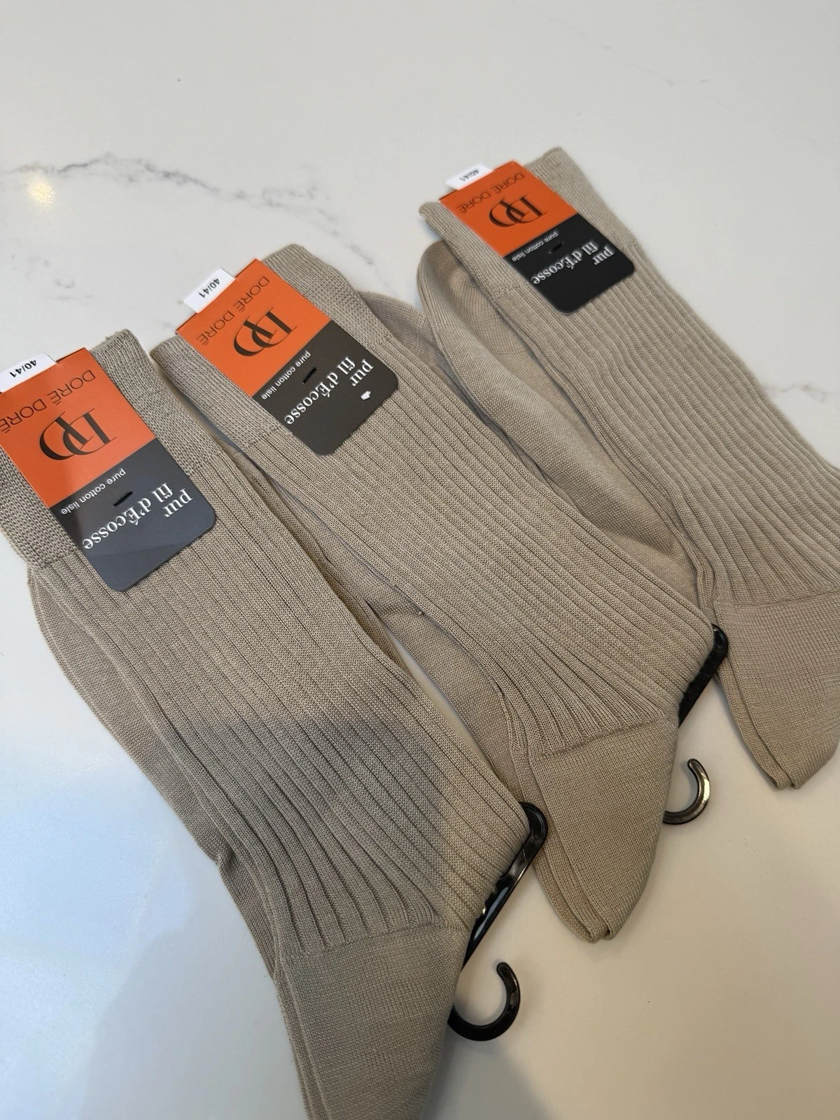 3 X DORE DORE Ribbed Cotton Socks - Beige - 40/41 - UK 6.5-7.5