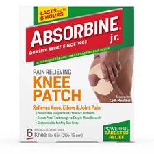 Absorbine Jr. Knee, Joint Pain  Cramps Pain Relief Patches with Menthol, 6 Ct
