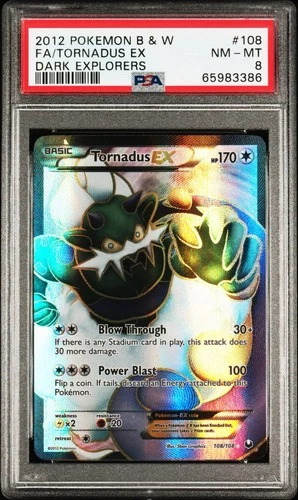 Pokemon Dark Explorers Tornadus EX Full Art Holo EN 108/108 2012 PSA 8
