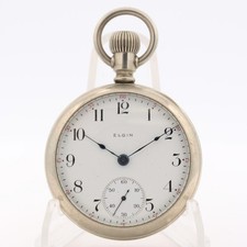 Antique 18s 1911 Elgin Mechanical Open Face Pocket Watch 336 USA Exhibition Case