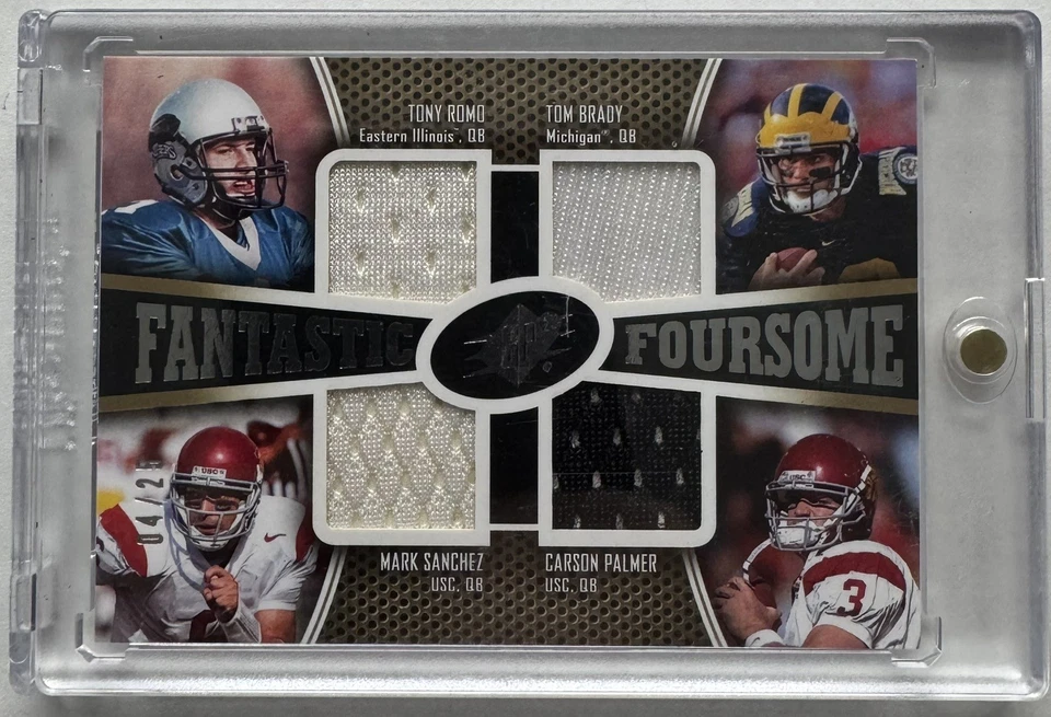 2010 UD SPx Game Used Fantastic Foursome Jersey BRADY ROMO SANCHEZ PALMER 04/25 - Image 3 of 4