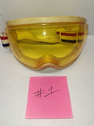 Vintage Foster Grant lente gialla sci google rosso bianco blu cinturino snowboard - Foto 13 di 13