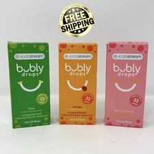 3 Pack Sodastream Bubly Drops Unsweetened Makes 99 Cans Mango, Lime, Grapefruit