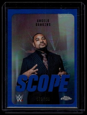2026 Topps Chrome WWE #SCO-13 Angelo Dawkins Scope Blue Refractor /150