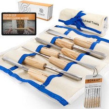 7-pc Wood Chisel Set with Gouges, Cr-V 60 Steel  Full size carving chisels f...