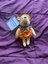 Disney Store 8  Pumpkin Winnie the Pooh Halloween Bean Bag Plush NWT
