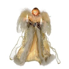 Kurt Adler UL 10-Light Angel Treetop Figurine, 10-Inch, Ivory and Gold Angels