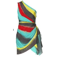 Alice + Olivia Rare Silk A-Line Multicolored Mini Dress Size 6