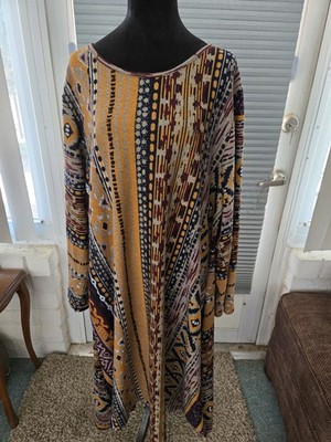 Zanzea Collection Ls Loose Fitting Maxi Dress Vibrant Multicolor Geometric...