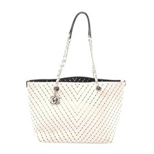 Chanel Leather Caviar Tote Bag Women White One Size