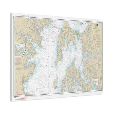 Chesapeake Bay & Eastern Bay Maryland Nautical Chart Map Framed Canvas 40x30