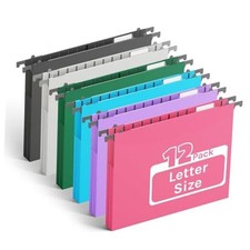 Extra Capacity Plastic Hanging File Folders,1" Assorted Color With Side