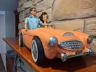 Vintage 1960s Original Ken & Barbie Austin Healey Sports Car With Ken + Mitzi