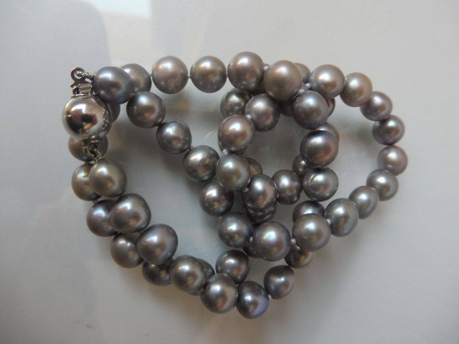 Elegante Collar de Perlas, Color Plata Crianza - Con 925 Silber-Schließe