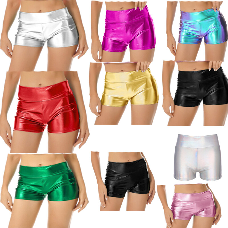 UK Women's Booty Shorts Shiny Hot Pants High Waist Dance Workout Shorts Clubwear eBay
