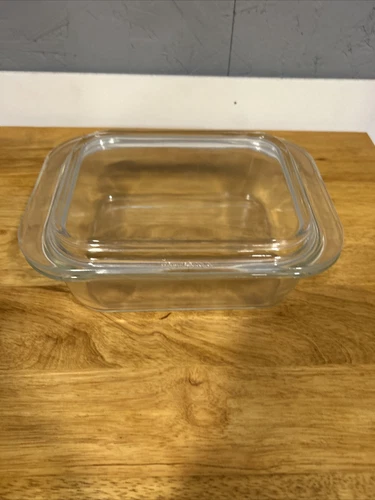 Vintage Corning Pyrex Clear Glass Refrigerator Dish 603-B With 603-C Lid 1.2 L