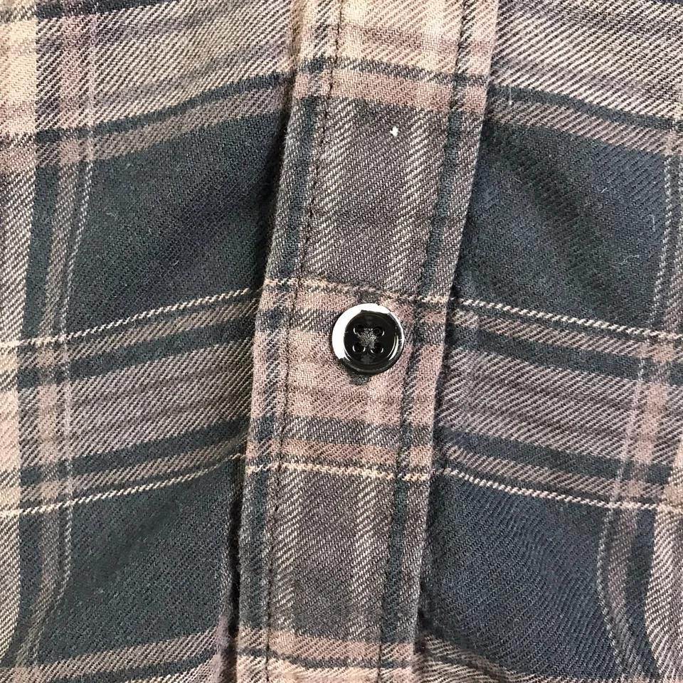 Camisa AllSaints para mujer S negra/marrón túnica con botones de franela a cuadros Foto 2 de 4
