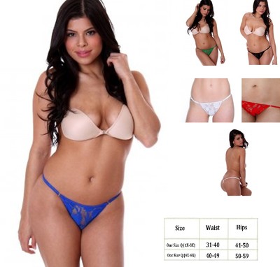 Plus Size Lingerie Assorted Colors G String Thong Pantie O/S Queen 1X - 3X