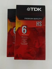TDK T-120 Premium Quality HS 6 Hour VHS Tape Blank & New And Sealed Lot Of 2