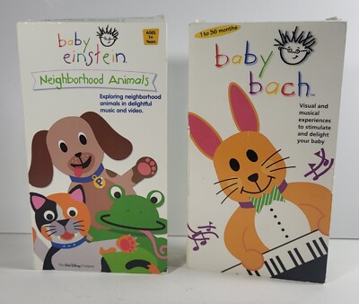 Baby Einstein VHS Lot Neighborhood Animals & Baby Bach Videos Disney Learning