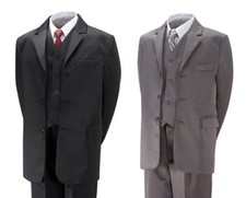 Boys HIRE or BUY 5 Piece suit Wedding Funeral Grey Black 1-16 year Deposit £9.99
