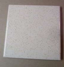 1 Wall Tile Ft Florida USA 4-3/8" 1970 Gloss Brown Speckled Oatmeal on Beige Vtg