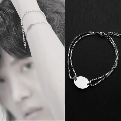 KPOP Idol BTS Jhope Chirurgenstahl Mittelspiegel Doppelkette Armband