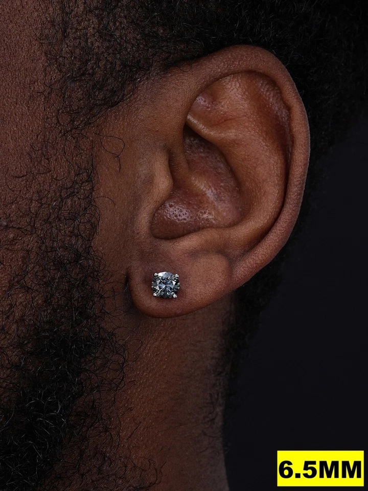 Brincos de parafuso de moissanita cinza azul real prata 925 3-8mm testador gelado ✅ - Imagem 3 de 4