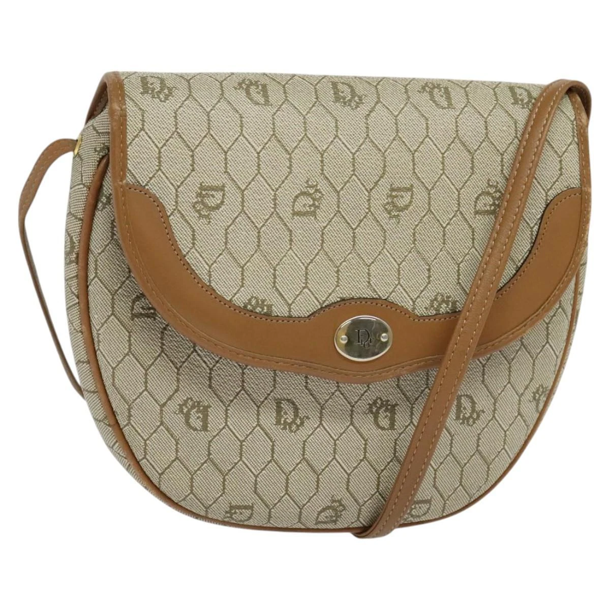 Sac bandoulière Christian Dior toile nid d'abeille PVC beige authentique BA611