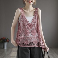 Gilet In Pizzo Floreale Carino Per Donna In Lavoro A Maglia Con Hollow Out Retro