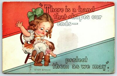 c1910 Sad Girl Spanking Baby Doll Comic Postcard
