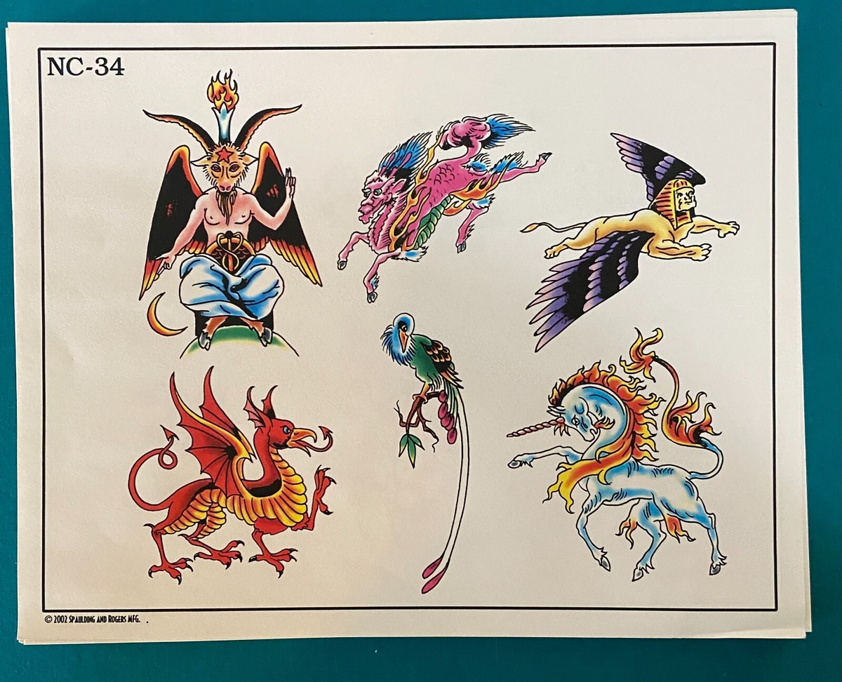 K*o様 スポルディング&ロジャース　TATTOO FLASH Spaulding and Rogers Tattoo Flash Sheet NC-34 | eBay