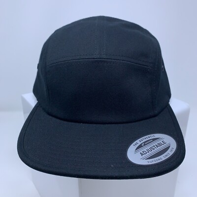 YuPoong Classic 7005 Black One Size 5 Panel Jockey Camper Cap Low Profile Hat