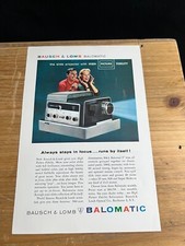 1958 VINTAGE 6.5X10 PRINT Ad for BAUSCH LOMB BALOMATIC SLIDE PROJECTOR ROCHESTER