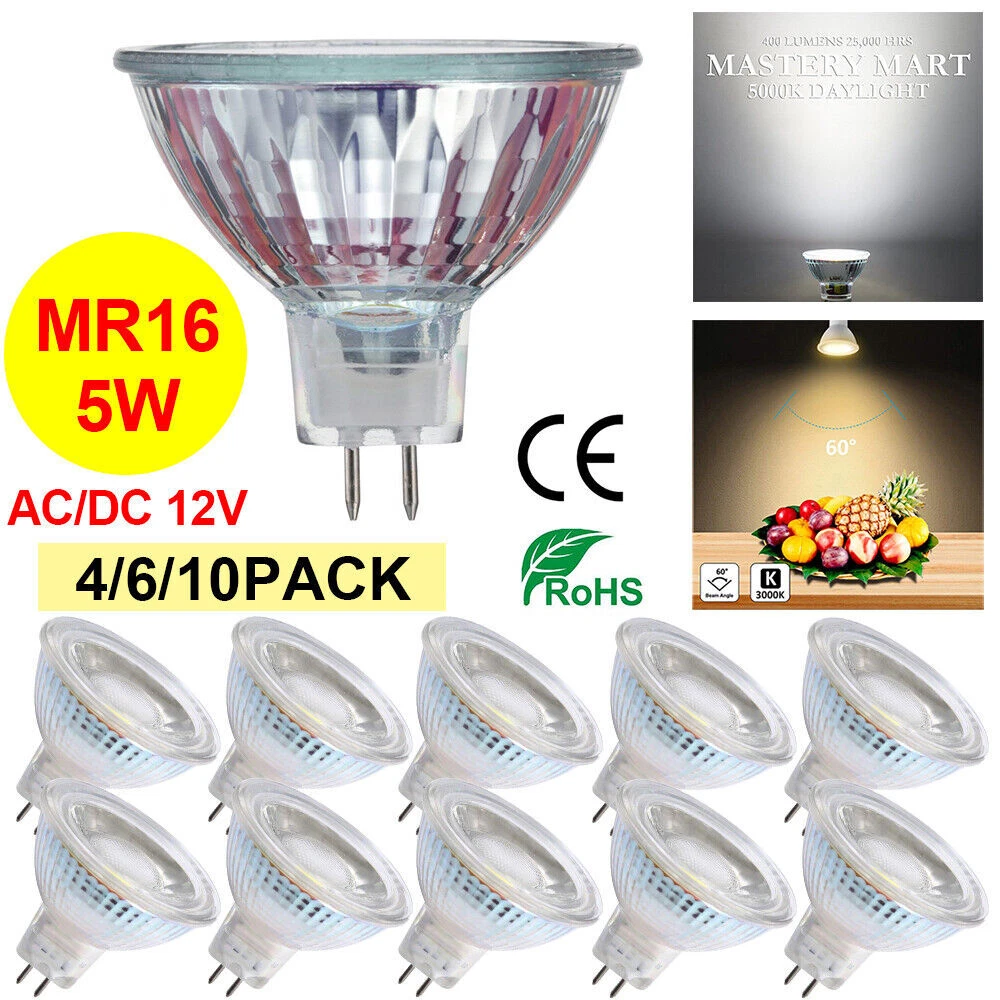 5W MR16 COB LED Light Bulb Spotlight Lamp Warm Cool White AC DC12V Energy Saving