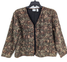 Chico's size 2 100 silk animal print long sleeve lined outfit jacket