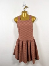 Free People Dress Size M Brown Short Mini Pinafore Textured Pockets RRP £78