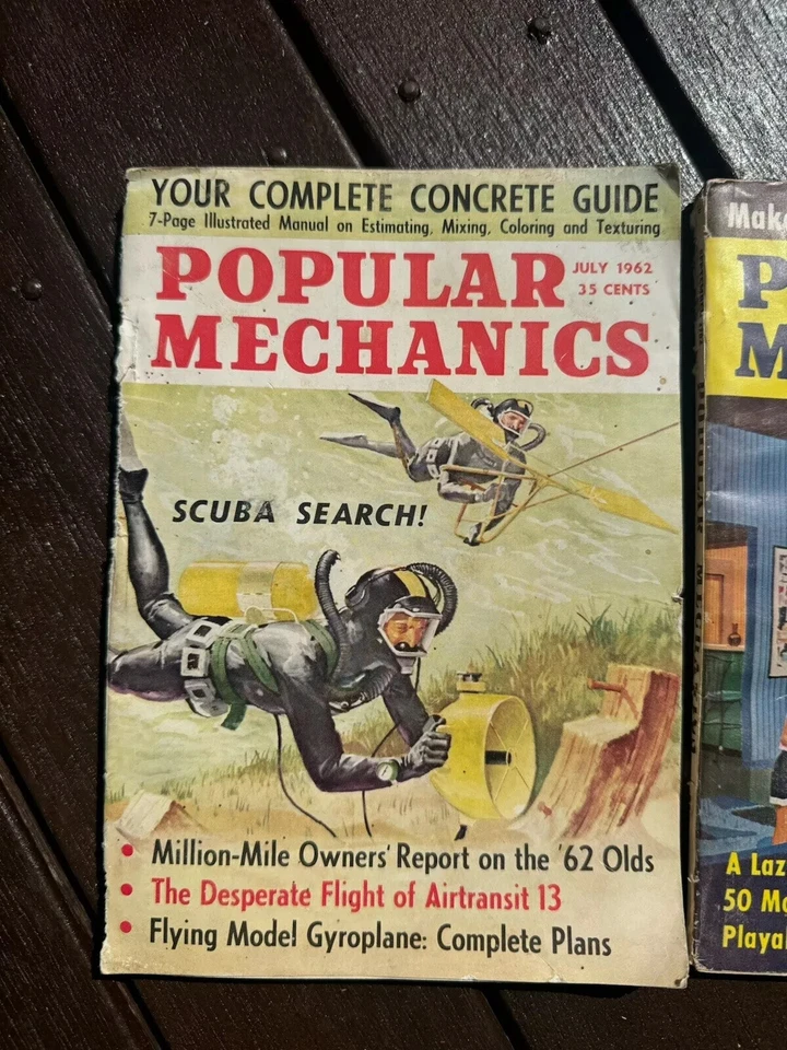 Vintage Popular Mechanics Car Magazines 1962 Motor Book Scuba Lawn Man Vehicle - Image 2 of 4