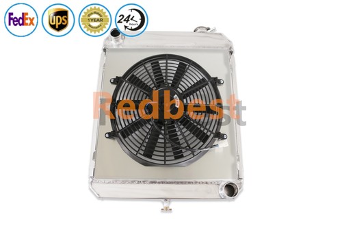 Radiador de 3 filas + funda + ventilador para camioneta Chevy C/K C10 C20 C30 K10 K20 K30 1960-1966 - Imagen 13 de 24