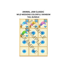ANIMAL JAM CLASSIC WILD WEEKEND COLORFUL RAINBOW TAIL BUNDLE READ DESC  