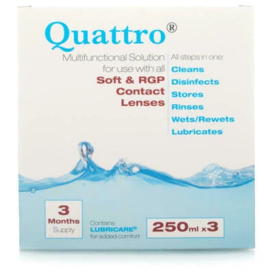 ABATRON Quattro Multifunctional Contact Lens Solution 3 Month Pack Lubricare bnwt 750ml
