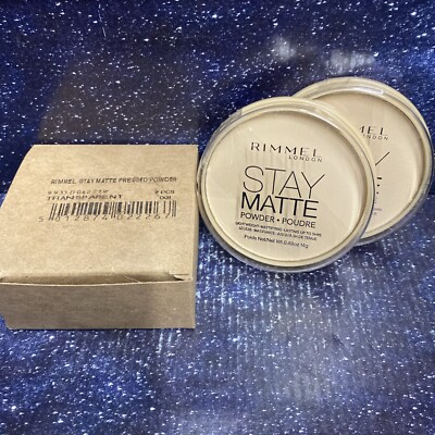2X Rimmel Stay Matte Long Lasting Pressed Powder 001 Transparent With Box