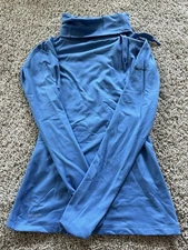 Nike Pro Womens Blue Crowl Neck Tie Thumb Hole Running Fleece Line Size Small