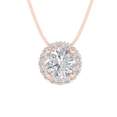 1.24 Ct Clear Gemstone - Everyday Pendant with 16'' Chain - Solid 14K/18K Gold