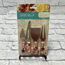 Pioneer Woman Cheese Knife Cheerful Rose 4pc Set Floral New