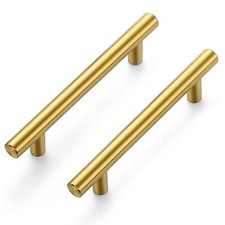 Gold Cabinet Handles 5 Pack 3-1/2 Inch Cabinet Pulls Brushed Brass Kitchen
