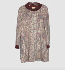 Maeve Anthropologie Red Green Turtle Neck Long Sleeve Dress S