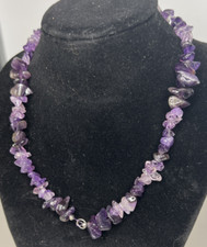 Amethyst Stone Necklace Approx. 14  -Round Connected Girls Kids NO Clasp  read 