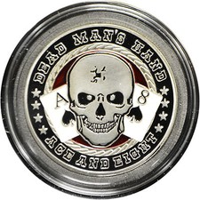 Casino Table Poker Card Guard DEAD MAN'S HAND Silver