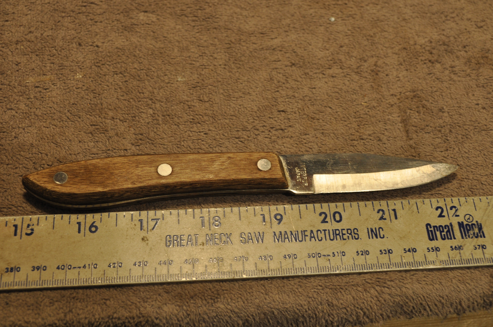 Interpur Paring Knife Full Tang 3" Stainless Steel Wood Handle Vintage